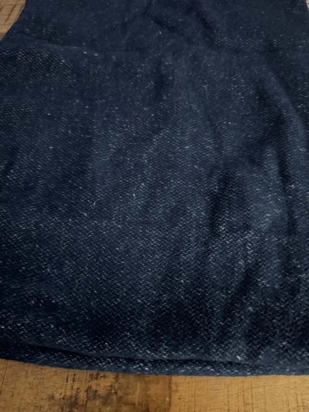 Pom Pom at Home Billie Navy Blue Woven Throw Blanket cover with Cream Fringe